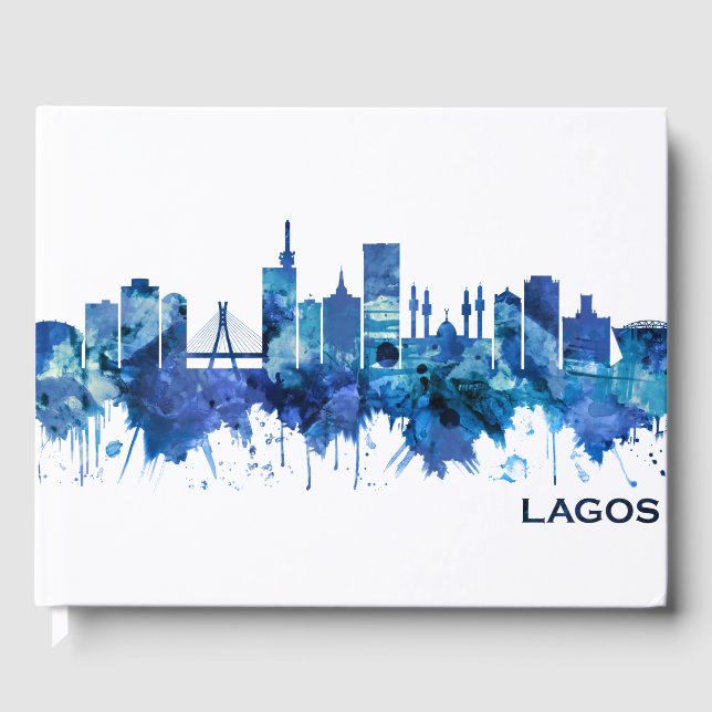 Lagos Nigeria Skyline Blue Gästböcker (Framsida)
