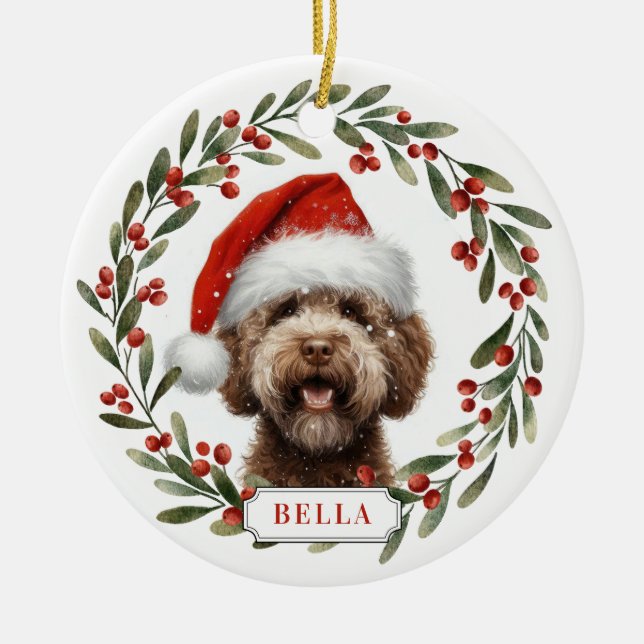 Lagotto Romagnolo Dog Ceramic Circle Ornament (Framsidan)