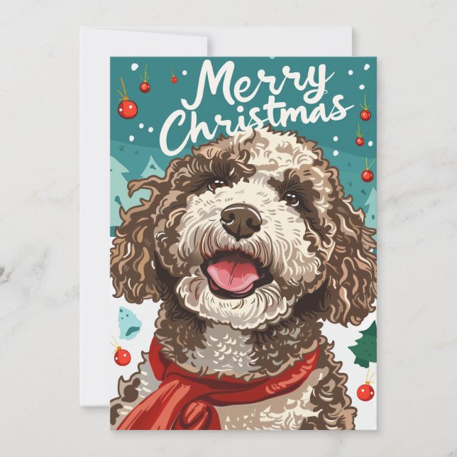Lagotto Romagnolo God jul Julkort (Framsida)