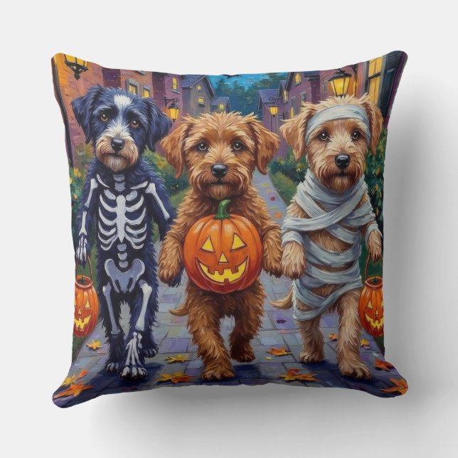 Lagotto Romagnolo Halloweentrick-or-treat Hallowee Kudde (Baksida)