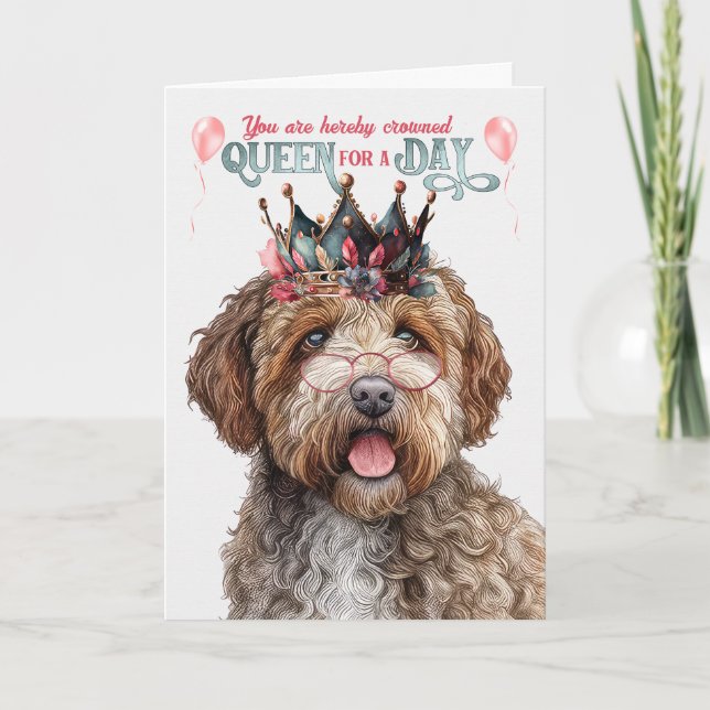Lagotto Romagnolo Hund Queen Day Funny Birthday Kort (Framsida)