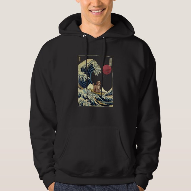 Lagotto Romagnolo Japanese Kanagawa Wave  Surf Dog Hoodie (Framsida)