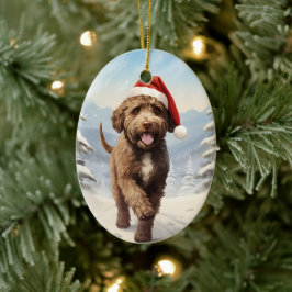 Lagotto Romagnolo jul Julgransprydnad Keramik