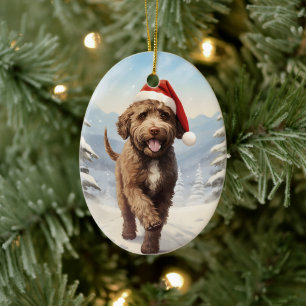 Lagotto Romagnolo jul Julgransprydnad Keramik