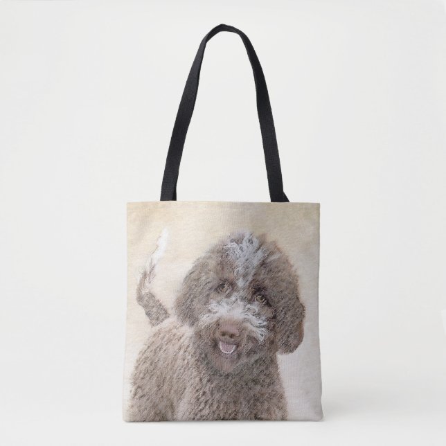Lagotto Romagnolo-målning - Söt Original Hundkonst Tygkasse (Framsida)