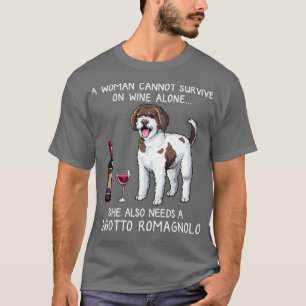 Lagotto Romagnolo och vin Rolig hund T Shirt