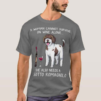 Lagotto Romagnolo och vin Rolig hund T Shirt