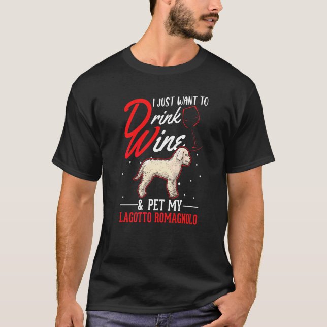 Lagotto Romagnolo Och Vin T Shirt (Framsida)