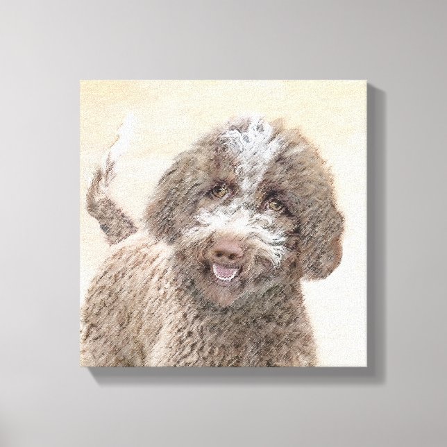Lagotto Romagnolo Painting - Cute Original Hund Ar Canvastryck (Framsida)