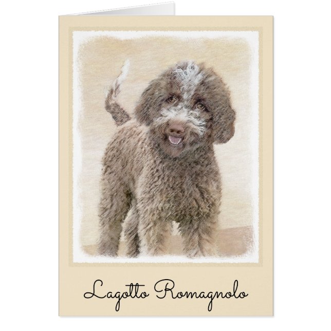 Lagotto Romagnolo Painting - Cute Original Hund Ar Hälsningskort (Framsidan)