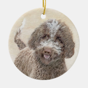 Lagotto Romagnolo Painting - Cute Original Hund Ar Julgransprydnad Keramik