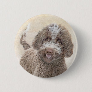 Lagotto Romagnolo Painting - Cute Original Hund Ar Knapp