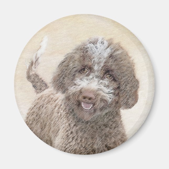 Lagotto Romagnolo Painting - Cute Original Hund Ar Magnet (Framsidan)