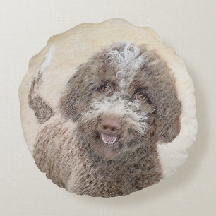 Lagotto Romagnolo Painting - Cute Original Hund Ar Rund Kudde