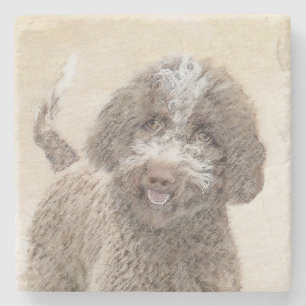 Lagotto Romagnolo Painting - Cute Original Hund Ar Stenunderlägg