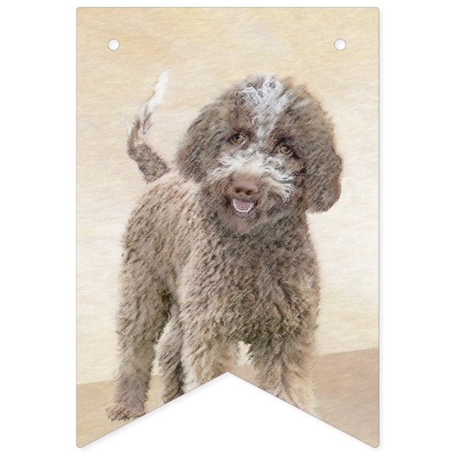 Lagotto Romagnolo Painting - Cute Original Hund Ar Vimplar (Första flaggan)