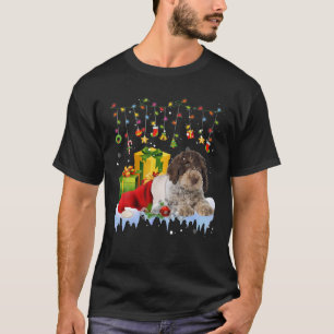 Lagotto Romagnolo Santa Hat jul Ljus Julafton T Shirt