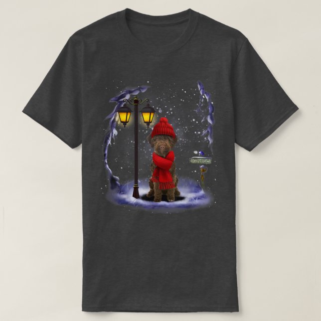 Lagotto Romagnolo Santa Snö jul Light Winte T Shirt (Design framsida)