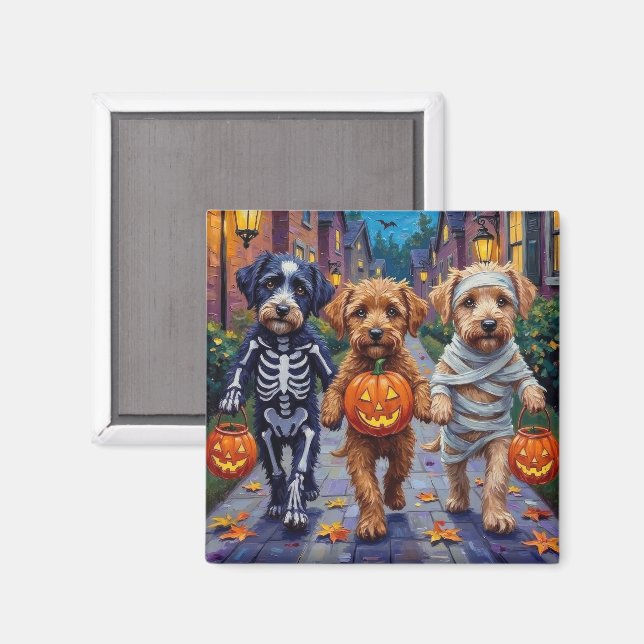 Lagotto Romagnolo Trick- eller Treating Halloween Magnet (Front/Back)