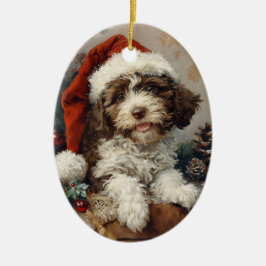 Lagotto Romagnolo Vintage jul Julgransprydnad Keramik