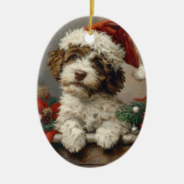 Lagotto Romagnolo Vintage jul Julgransprydnad Keramik