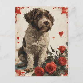 Lagotto Romagnolo Vintage Valentindagen Vykort