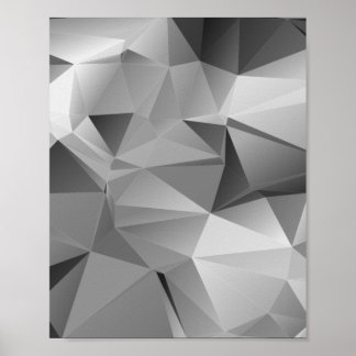 Lågpolerad geometrisk triangel Monotone Black Whit Poster