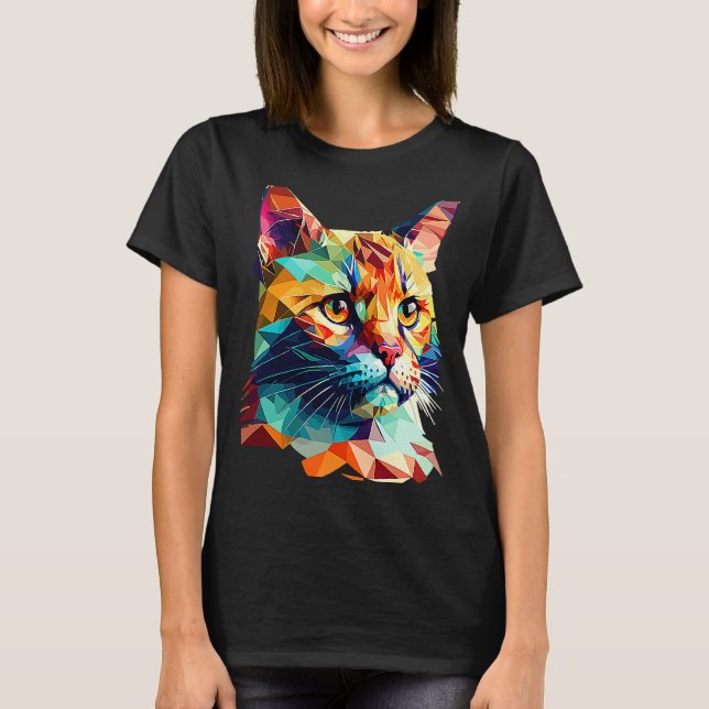 Lågpolerad katt t shirt (Framsida)