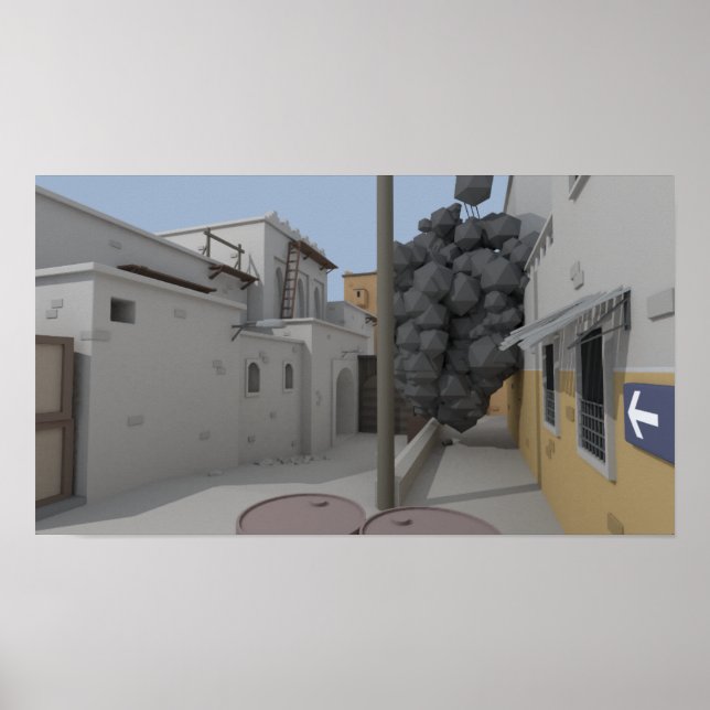 Lågpoly CSGO Karta stoft 2 Rökning Poster (Framsidan)