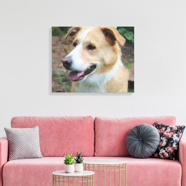 Lågpoly-ly Shelterhund på koppel Canvastryck (Insitu (Vardagsrum))