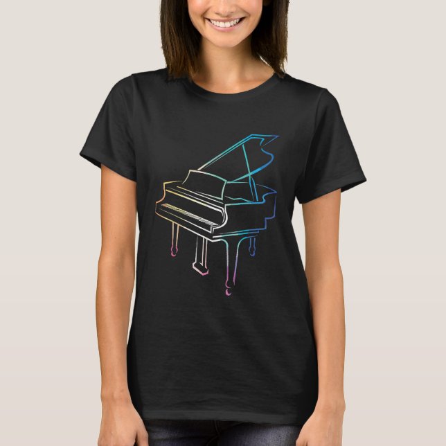 Lågpoly Piano Shirt Gift för Piano Player Musicia T (Framsida)