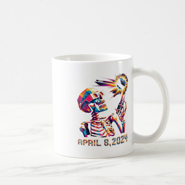 Lågpoly totalt Eclipse 8 april 2024 Skeleton Kaffemugg (Höger)