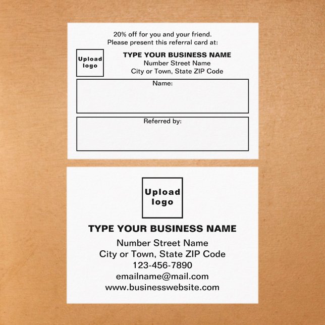 Lagra eller köp visitkort för vit affärshänvisning (Business white referral card for for your customers and their family, relatives or friends.)