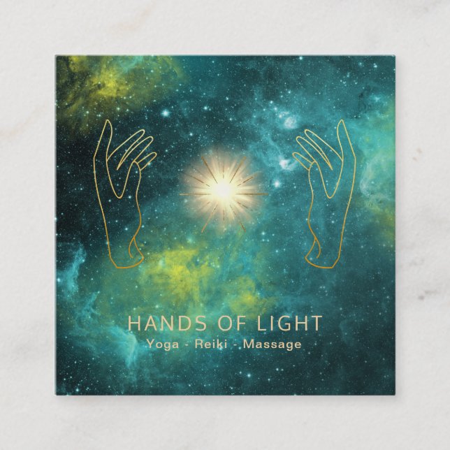 *~* Lagra Händer Universe Cosmic Stars & Ljus Fyrkantigt Visitkort (Framsida)