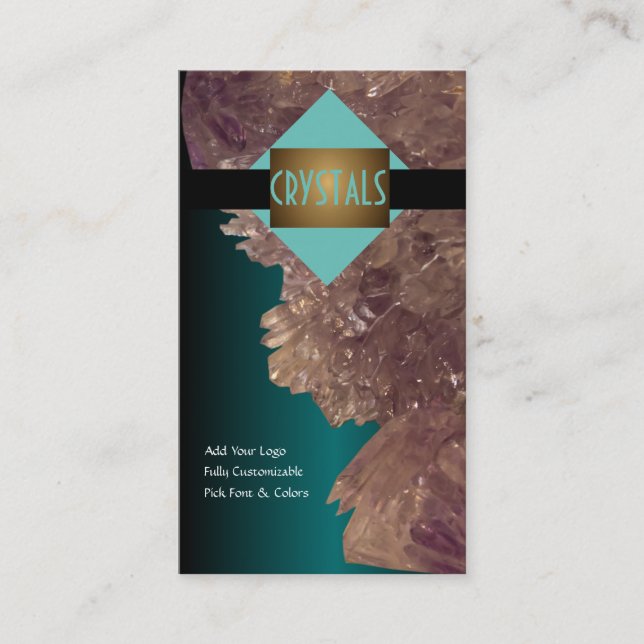 Lagra mineraler, metyst och quartz Crystals Visitkort (Framsida)