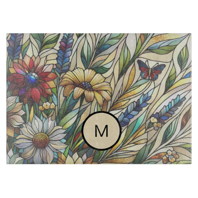 Lagrad glasdesign Wildblommor Fält Monogram (Framsidan)