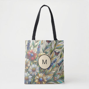 Lagrad glasdesign Wildblommor Fält Monogram Tygkasse