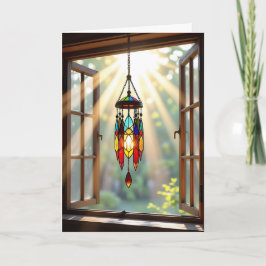 Lagrad glasDreamcatcher i fönster | Födelsedag Kort