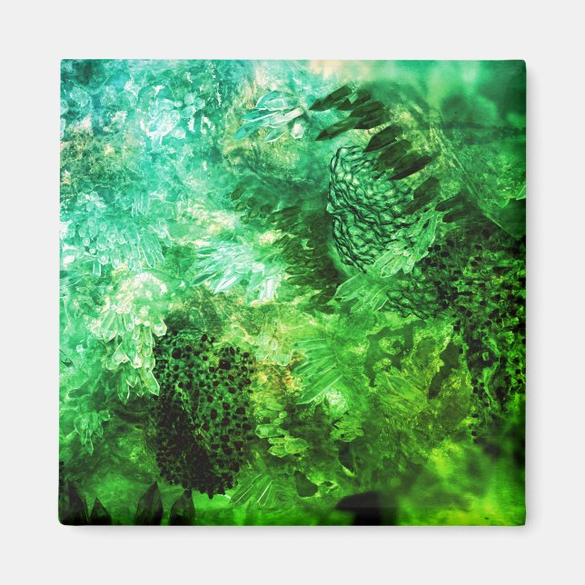 Lagrar av Grönt Crystals Magnet (Framsidan)