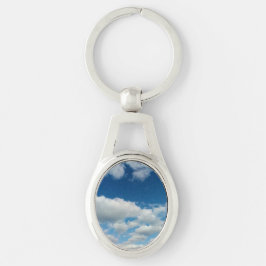 Lagrar av moln ovalt silverfärgad nyckelring
