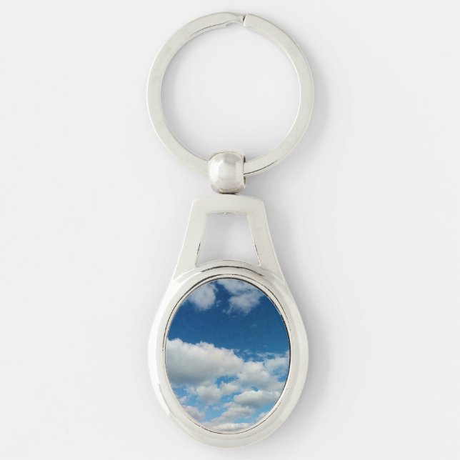 Lagrar av moln ovalt silverfärgad nyckelring (Framsidan)