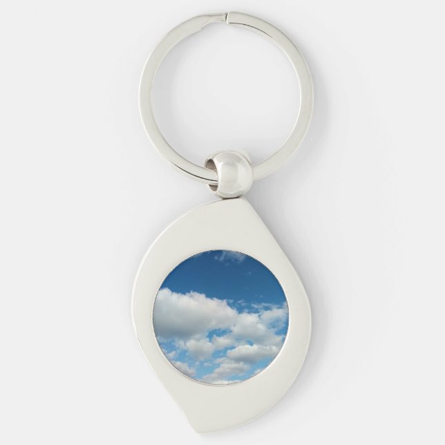 lagrar av moln swirl silverfärgad nyckelring (Framsidan)