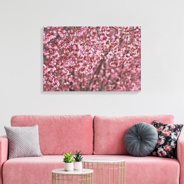 Lagrar av Rosa japanska Blommar för körsbär Canvastryck (Insitu (Vardagsrum))