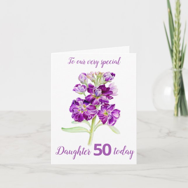 Lagrar blommor lila dotter 40 födelsedagskort kort (Framsida)