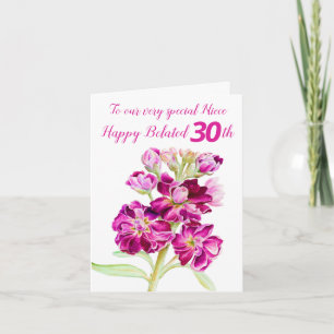 Lagrar blommor rosa  skalad 30års födelsedag kort