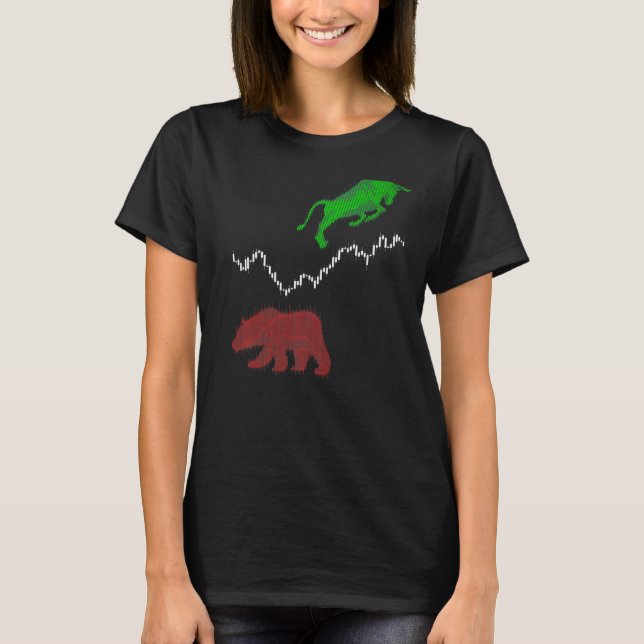 Lagrar Diagramljus Stick Bull Bear Lagrar Exchange T Shirt (Framsida)