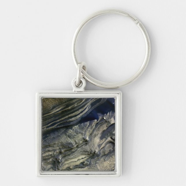 Lagrar exponerat vid Polar Canyon Fyrkantig Silverfärgad Nyckelring (Framsidan)