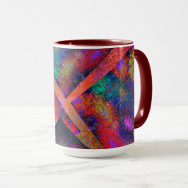 Lagrar i oregelbundet arrangerad rustik bilder mugg