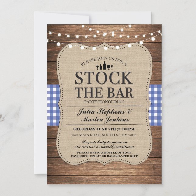 Lagrar - inbjudan till Pub Blue Rustic Navy Party (Framsida)