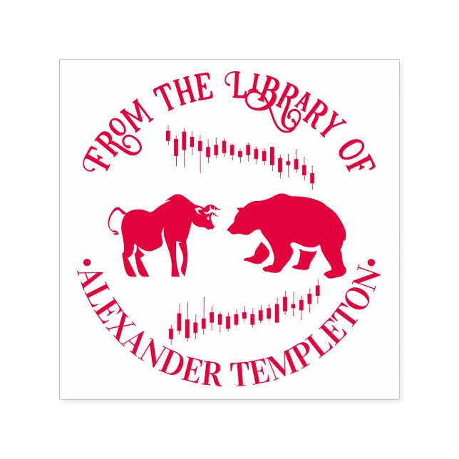 Lagrar Market Bull vs. Bear #2 Bibliotek Bok Namn Självfärgande Stämpel (Design)